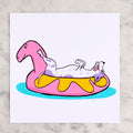 "Duke in a pool float" Archival Ink Giclee Print