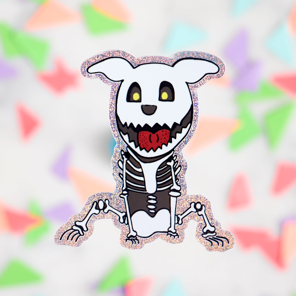 Dog Skeleton Spooky Sparkle Sticker