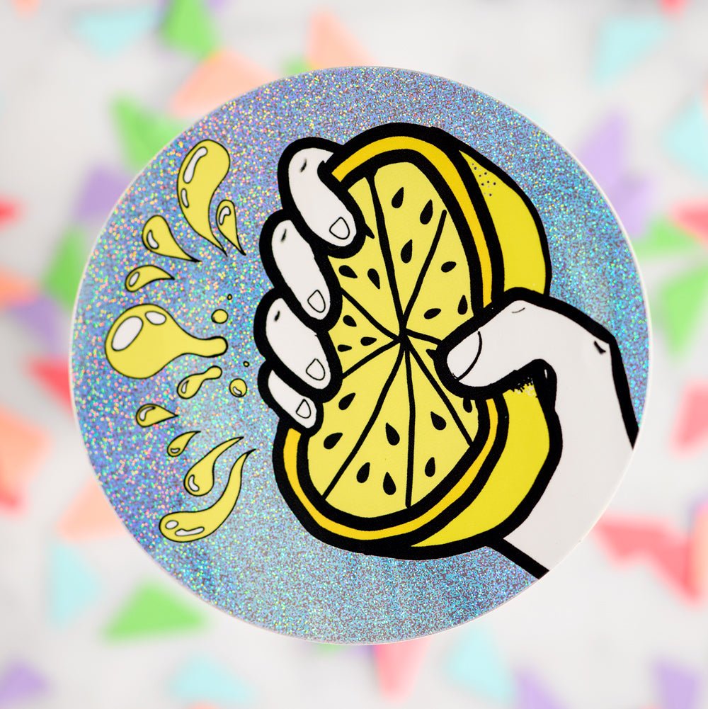 Glitter Lemon Squeeze Sticker